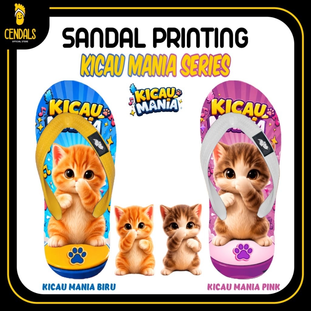 รองเท้าแตะสําหรับเด็ก Cendals พร้อมธีม Kicau Mania, Kicau Mania Blue, Kicau Mania Pink