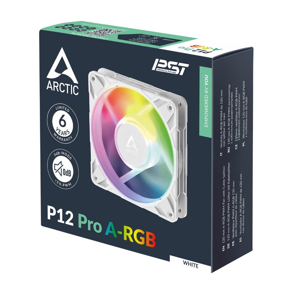 พัดลมเคส PWM Arctic P12 Pro ARGB 12CM - สีขาว