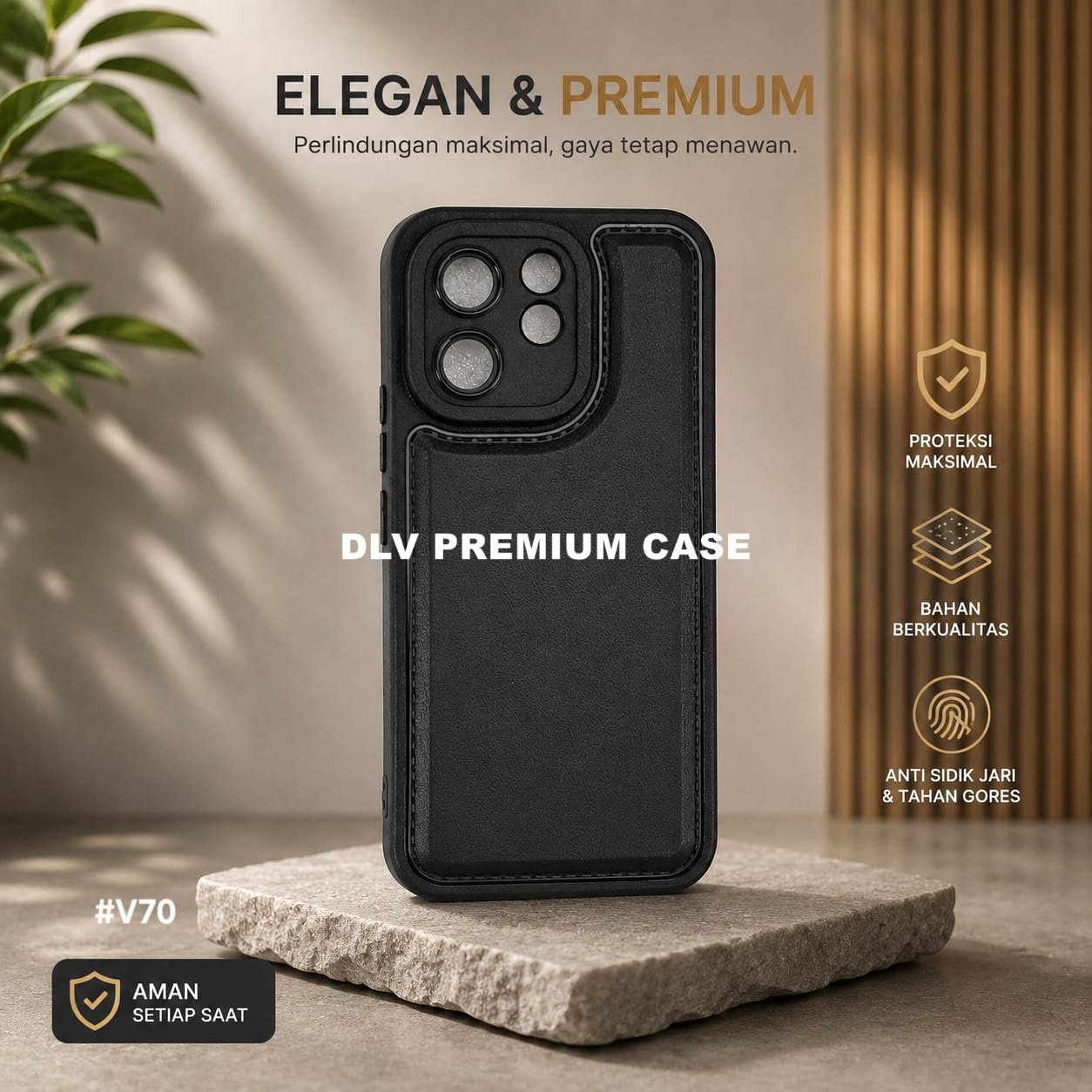 VIVO V70 VIVO V70 FE VIVO Y05 VIVO Y11D CASE LEATHER PRO CASE BLACK VIVO V70 VIVO V70 FE VIVO Y05 VI