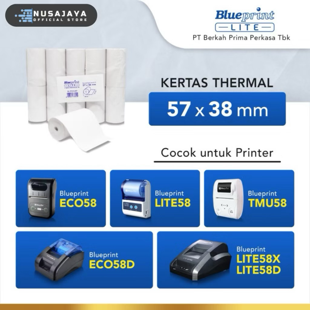 กระดาษใบเสร็จความร้อน 60 ม้วน 57x38มม