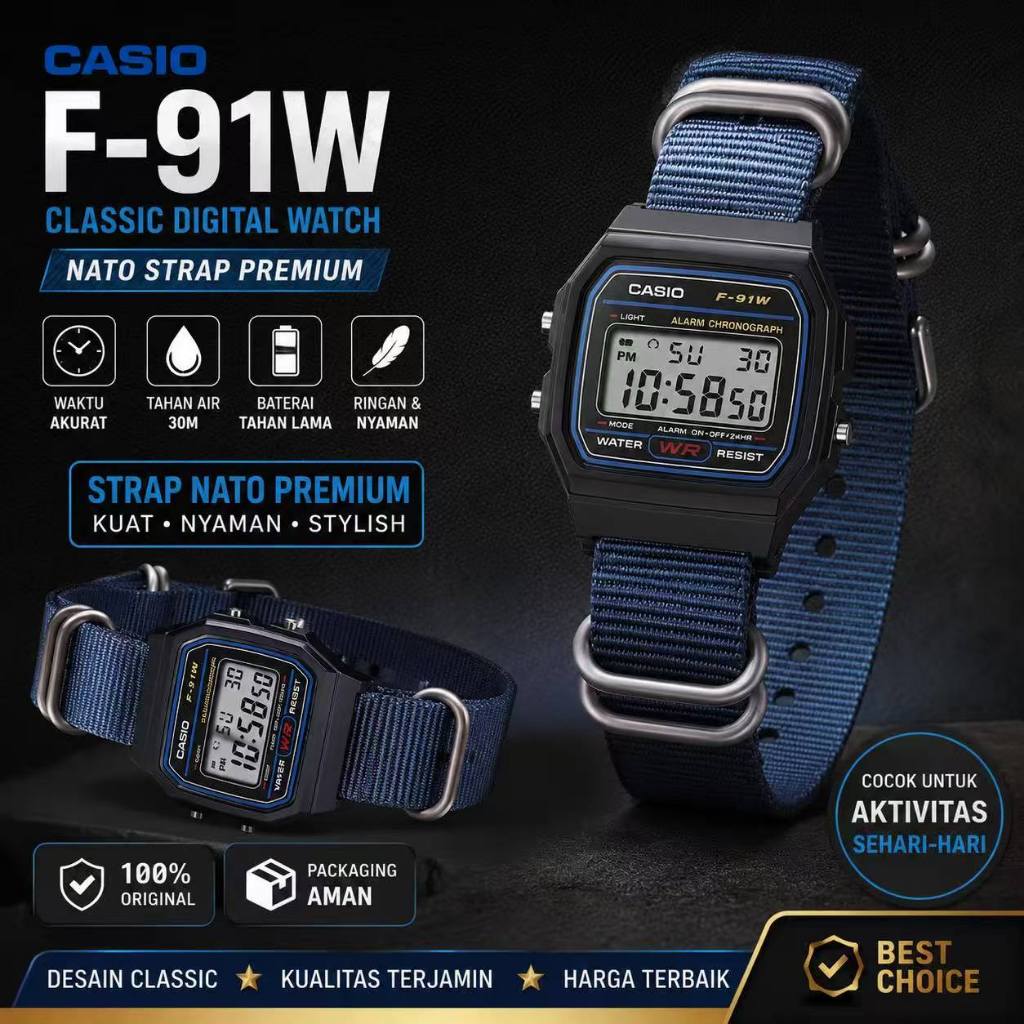 Casio ผ้าใบกองทัพทหารห่วงไนลอนสายนาฬิกา F91W F-91W A168 A 168 AE1200 A158WA-1 A168WA-1 F91W A158 A15