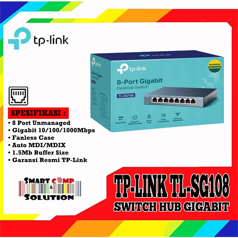 TPlink Desktop Switch HUB Ethernet 8 พอร์ต TP-LINK TL-SG108 / SG108 Gigabit Unmanaged