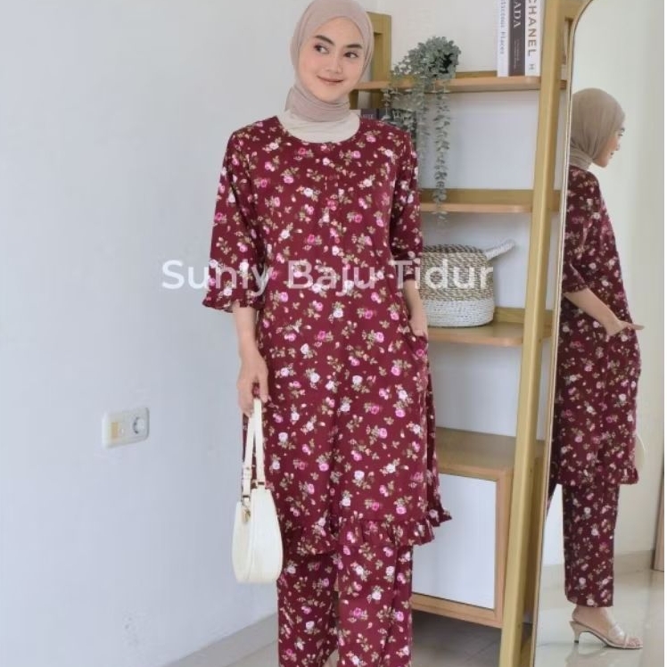 Sunly Tunic Set 3/4 Sleeve CP ขนาด 22-24 รหัส R