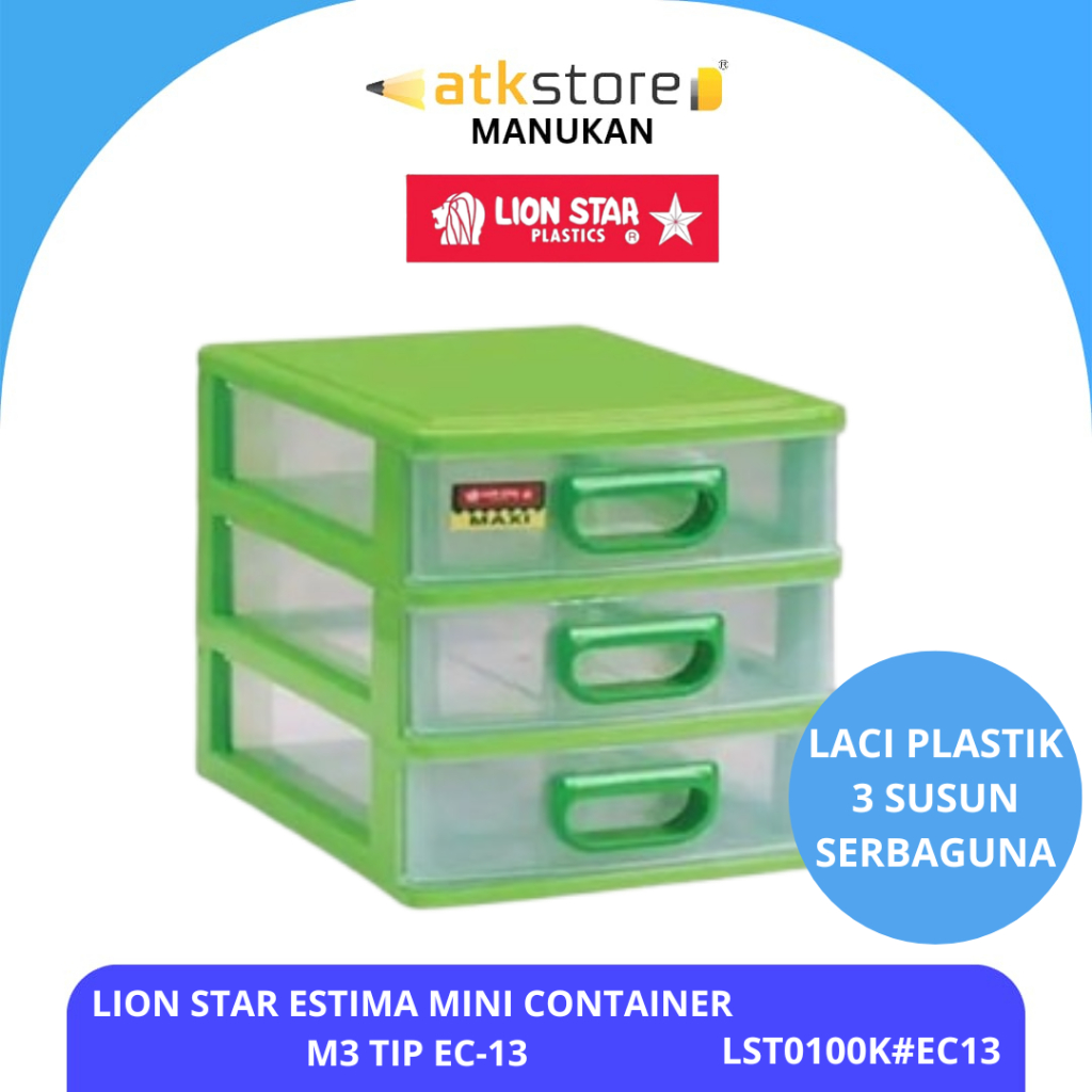 Lion Star Estima Mini Container M-3 TIP EC-13 - ลิ้นชักพลาสติกขนาดเล็ก 3 ชั้นอเนกประสงค์