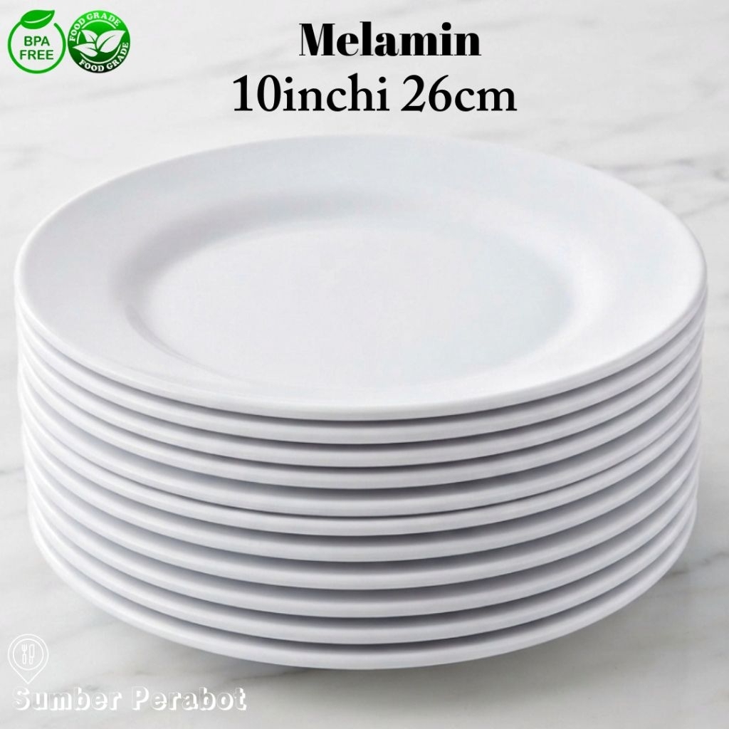 1 DOZEN 12 ชิ้น FLAT BUFFET PLATES 10 นิ้ว PARTY PLATES SERVING PLATES CAFE RESTO EATING