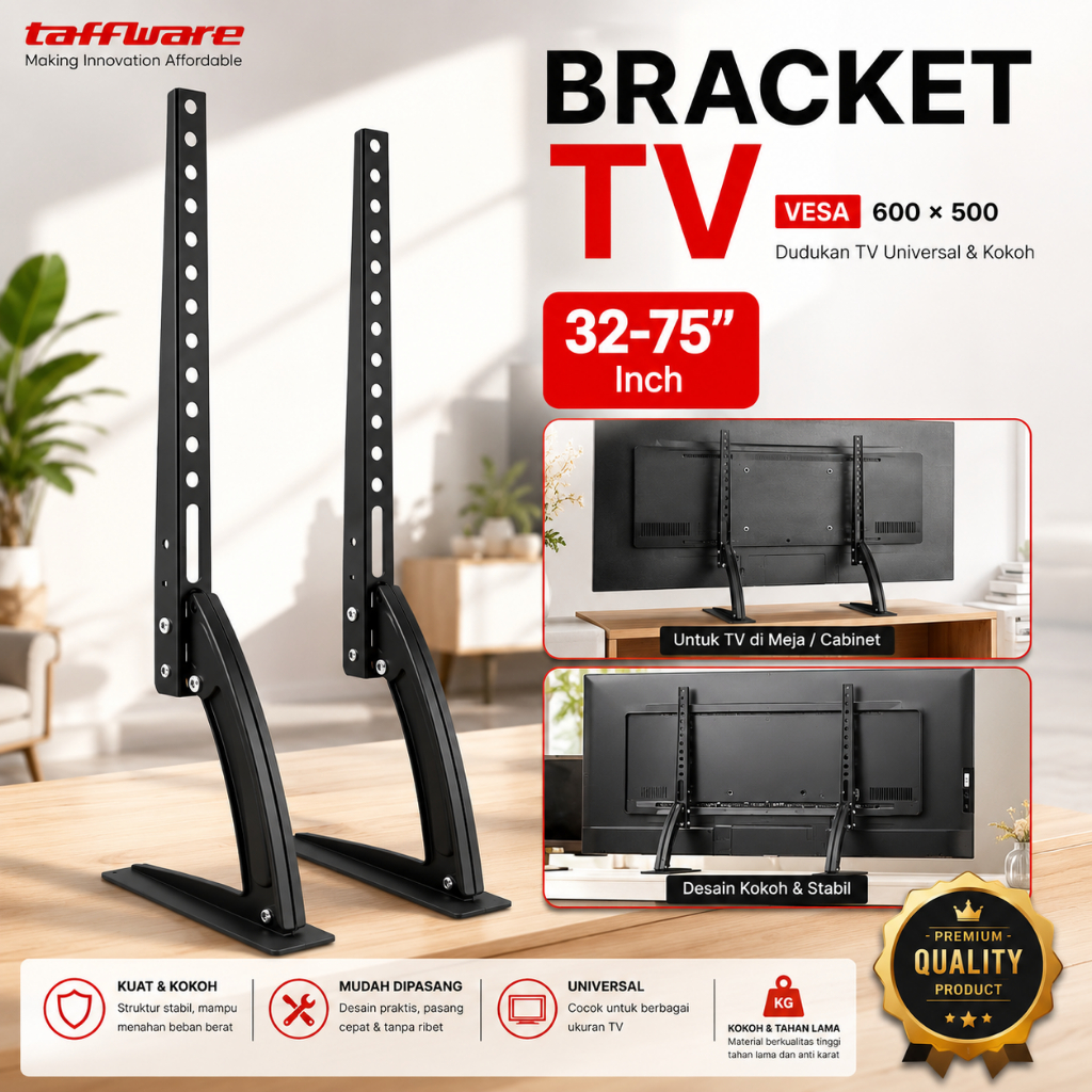 Taffia TV Stand Bracket VESA 600 x 500 สําหรับทีวี 32-70 นิ้ว - TV0 ขาขาตั้งความหนา 1.5 มม. 800 x 40