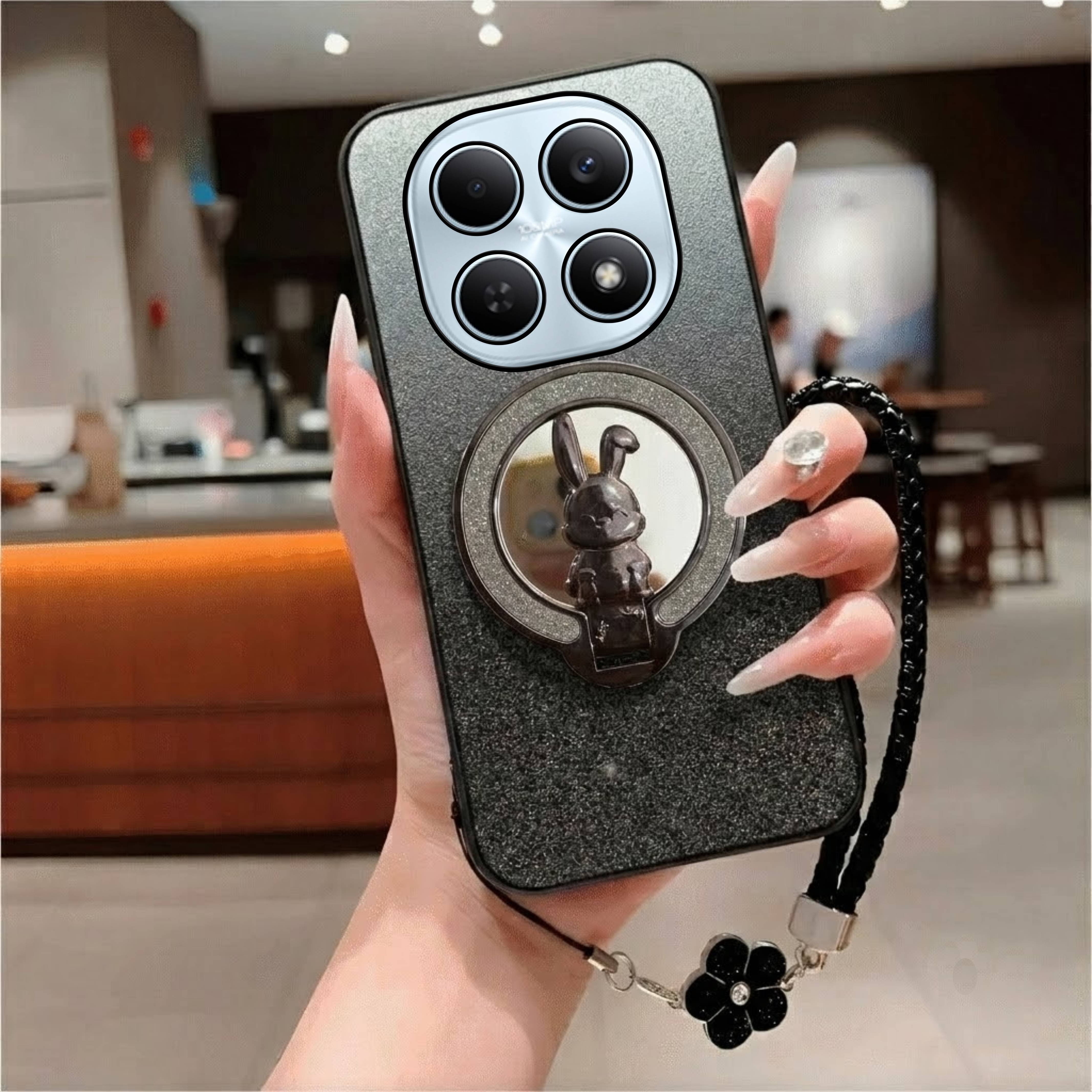 Softcase Poco X7 5G Poco X7 Pro Case Glitter Bunny Mirror ฟรีสายคล้อง Flowrs น่ารัก