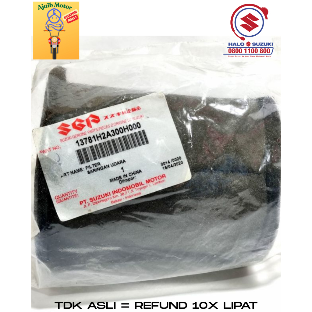SGP AIR FILTER AIR FILTER THUNDER 125 ORIGINAL SUZUKI 13781-H2A3
