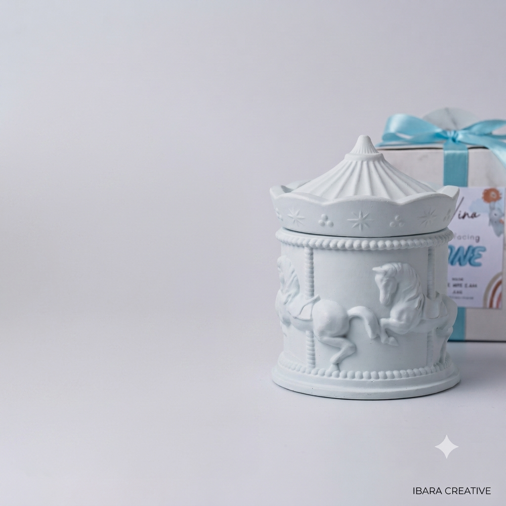 PREMIUM CAROUSEL JEWELRY JAR CONCRETE / AESTHETIC JEWELRY PLACE / WEDDING SOUVENIR / CANDY PLACE