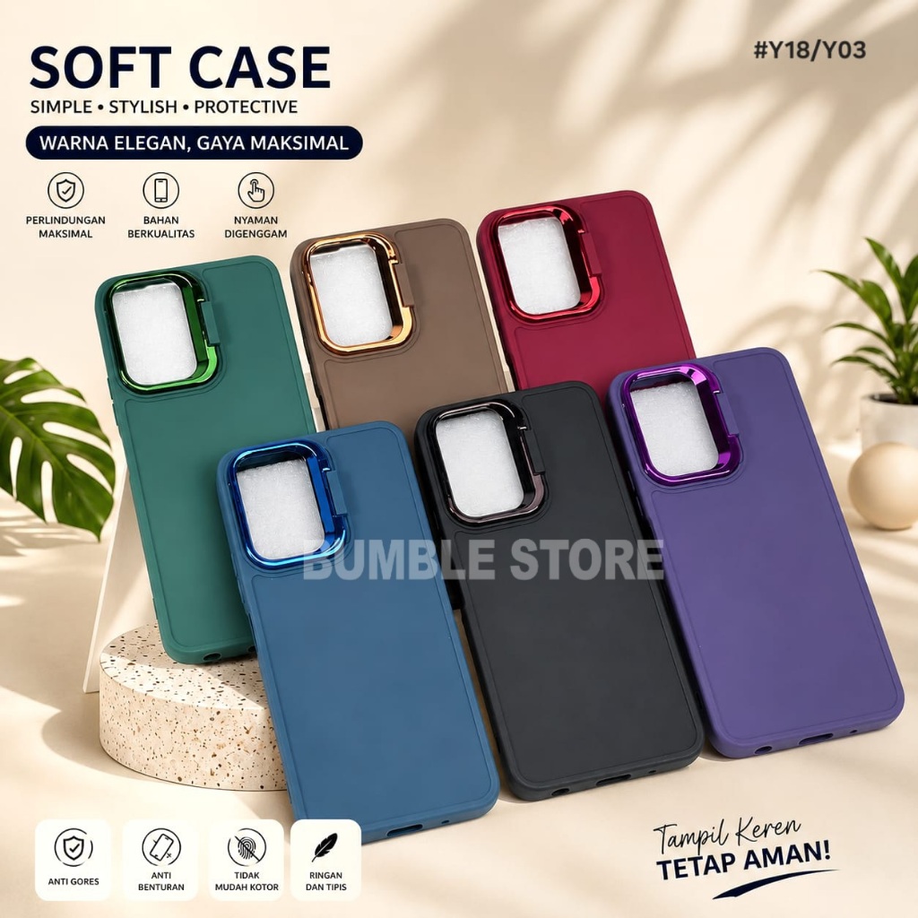 Vivo Y03 Vivo Y03T Vivo Y91 Vivo Y93 Vivo Y95 Case Macaron Stand Camera Case Flannel Standing - Bumb