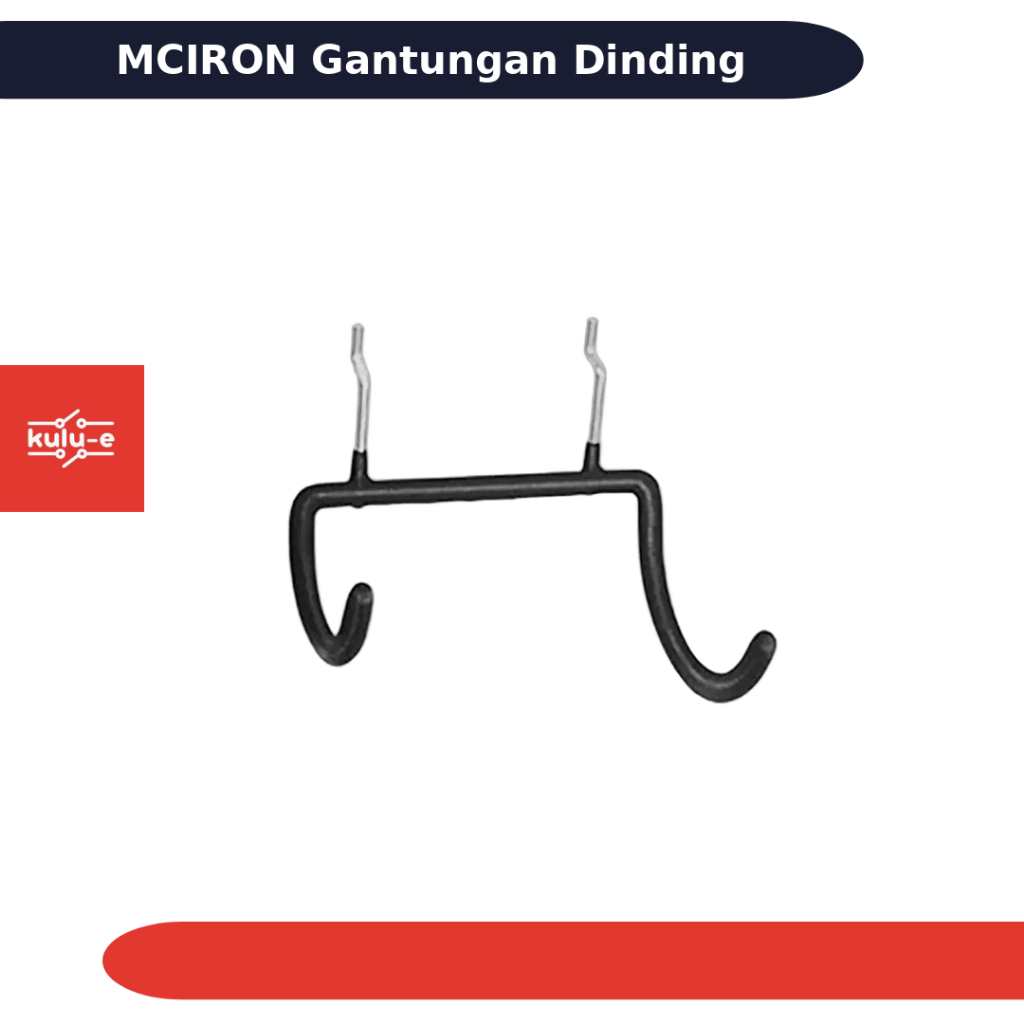 GANTUNGAN MCIRON Double Hook Wall Mount Organizer Heavy Duty Hook MC006 สีดํา