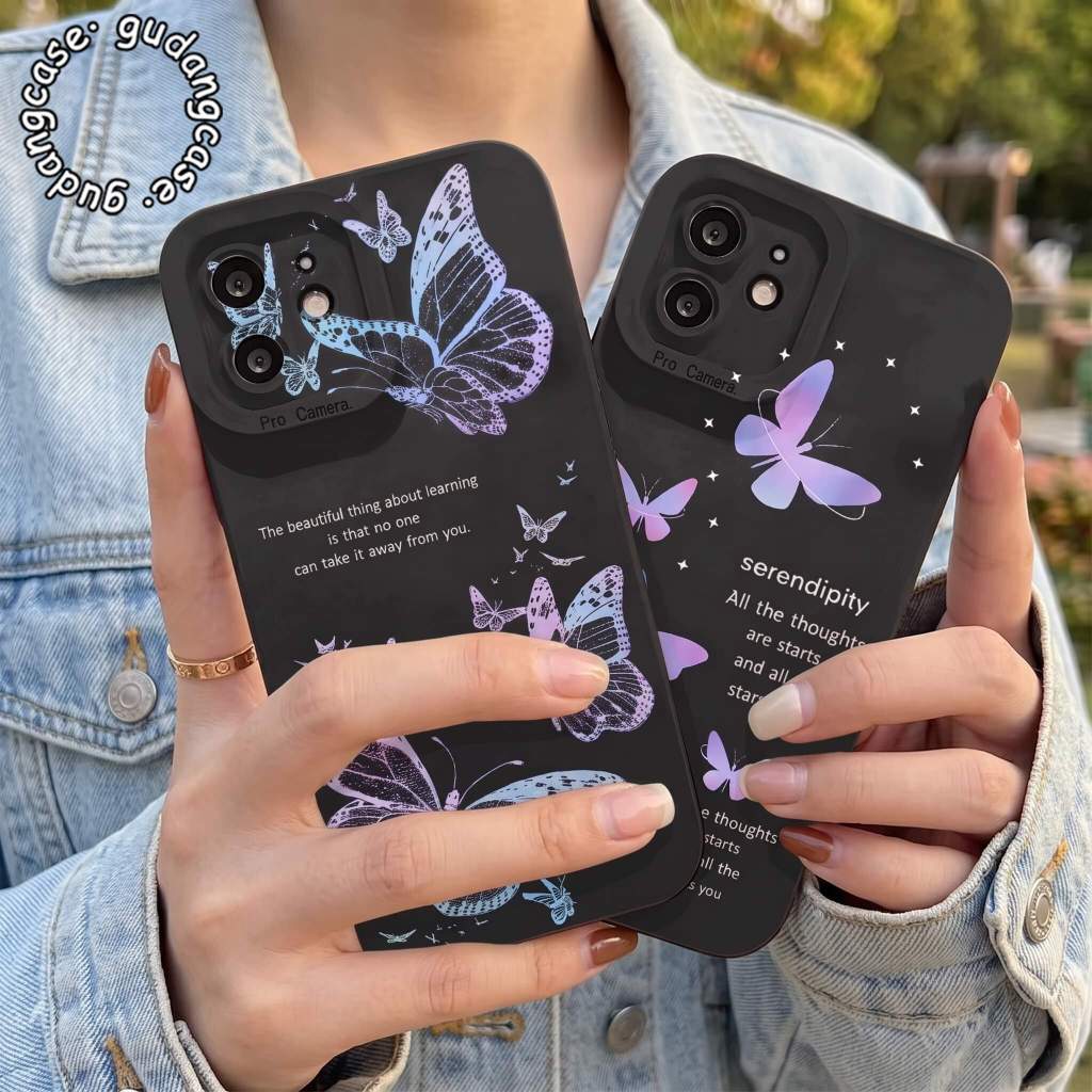 PROCAMERA CASE DARK BUTTERFLY สําหรับ ITEL S25 S26 ULTRA DARK BUTTERFLY MOTIF SG44 SHOCKPROOF ANTI S