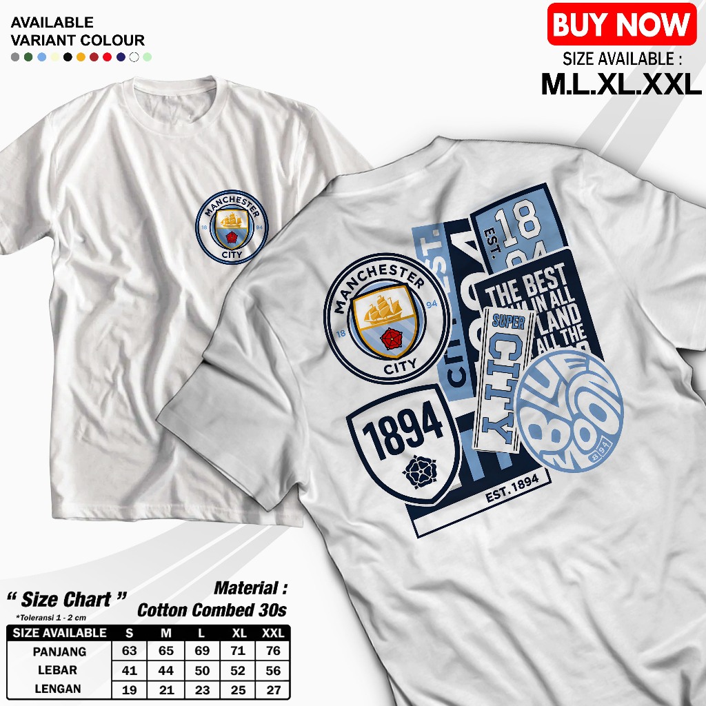 เสื้อยืดวัยรุ่นและผู้ใหญ่ - MANCHESTER CITY - MAN CITY 1894 - เสื้อยืด GOVERNMENT - เสื้อยืด UNISEX 