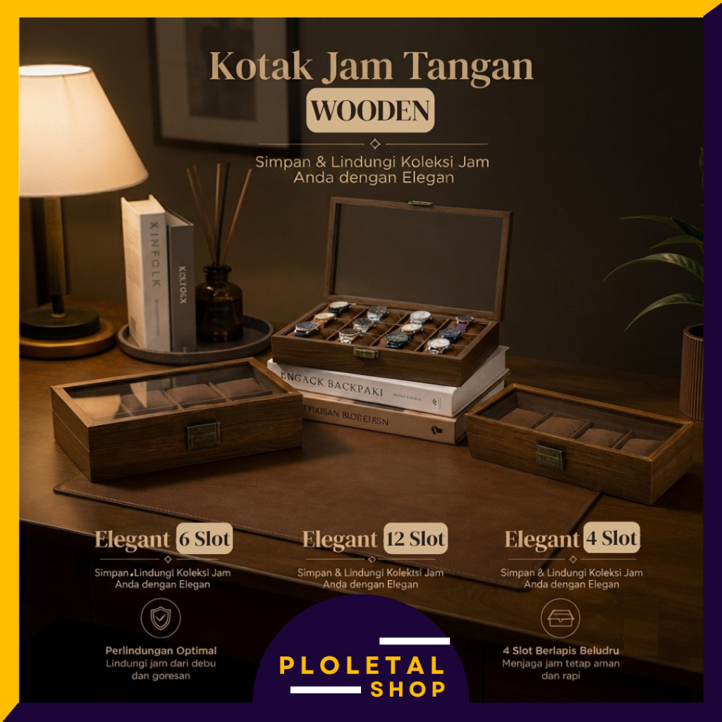 Rhodey Watch Box Storage Organizer Wooden Elegant Watch Box Wooden Model Watch Holder 4 Slots / 6 Sl