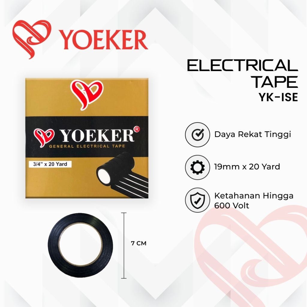 (1 ชิ้น) เทปสีดําเดิม YOEKER 3/4" 20Yards ฉนวนไฟฟ้า / Yeeker เทปท่อสีดํา 3/4" x 20Yards