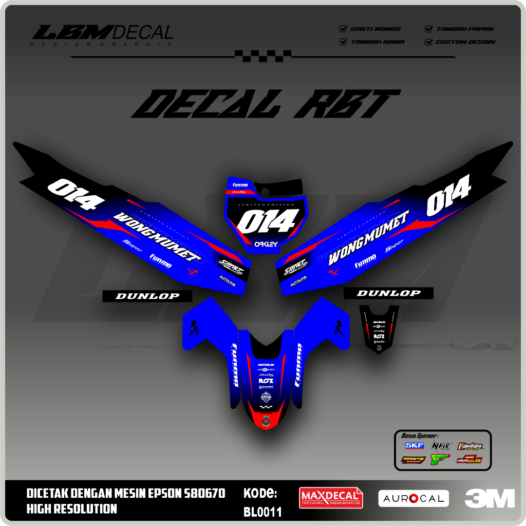 RBT/GTX VEGA R NEW Variation Sticker ล่าสุด RBT Modified Duck Striping Sticker รหัส BL0011