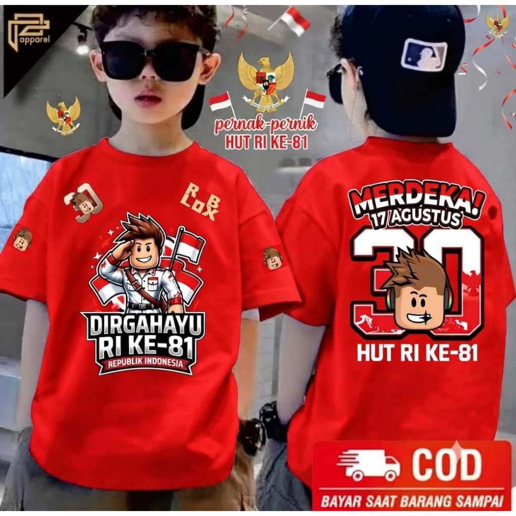 INDONESIAN INDEPENDENCE MOTIF CHILDRENS T-SHIRT TOP X ROBLOX / INDONESIAN INDEPENDENCE ROBLOX MOTIF 