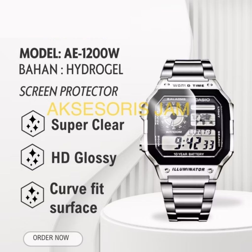 LAYER ANTI-SCRATCH HYDROGEL WATCH AE-1200WH AE 1200WH AE1200WH AE 1200 AE1200 SCREEN PROTECTOR / GLA