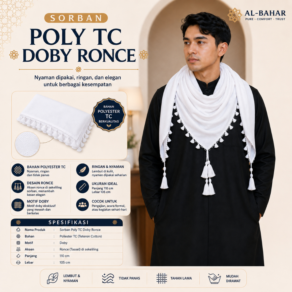 HAJI TURBAN RONCE TURBAN ARAB TURBAN POLYTC MATERIAL คุณภาพคุณภาพ