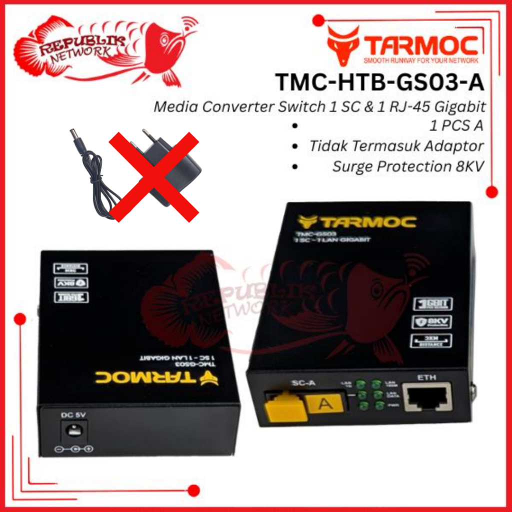 Tarmoc TMC-HTB-GS-03-A | Media Converter 1FO 1LAN Gigabit ไม่มีอะแดปเตอร์ | ไม่ใช่ HTB Netlink