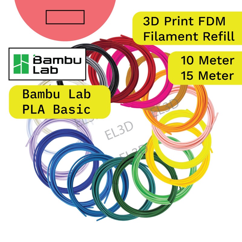Bambulab Filament Refill Printer PLA Basic 1.75mm ขายปลีกขนาด 10 เมตรและ 15 เมตร Bamboo Lab