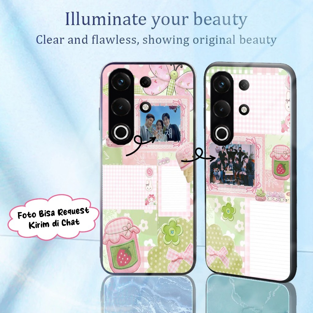กรณีที่กําหนดเอง Softcase แก้วอะคริลิคสําหรับ Oppo A6C A6X RENO 15F VIVO Y05 Y11D V70 FE S4MSUNG A27