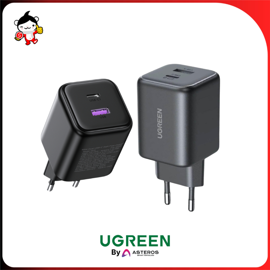 UGREEN N SERIES DUAL PORT CHARGER ADAPTER GAN 45W PD + QC