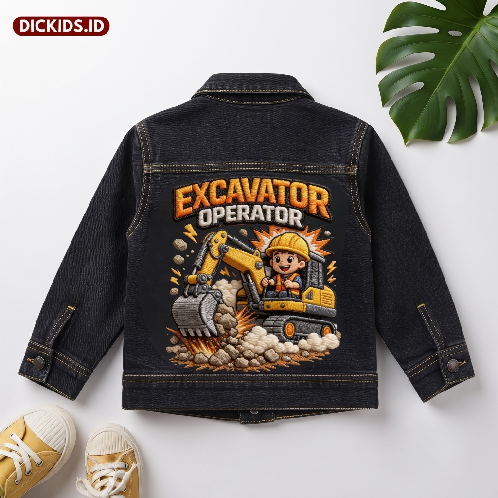 ใหม่ EXCAVATOR KIDS JEANS JACKET AGES 1-7 YEARS SNOW BLUE & SNOW BLACK