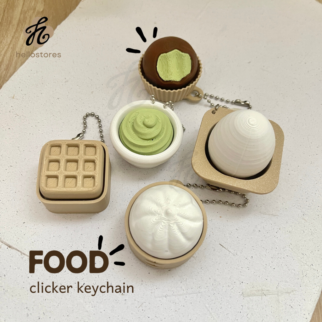 GANTUNGAN Clicker Keychain Food - พวงกุญแจอาหาร Fidget Clicker - พวงกุญแจอาหาร Clicker Miniature