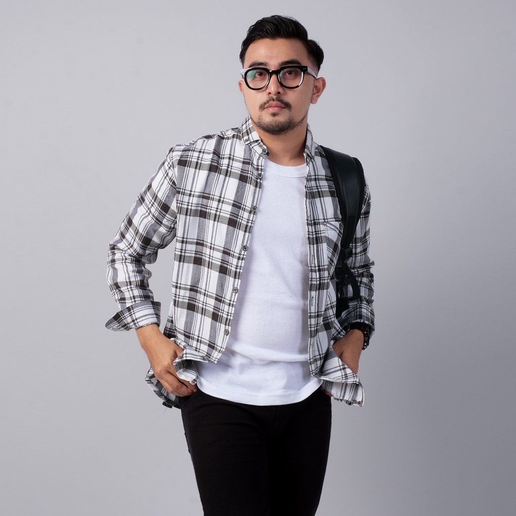 KEMEJA DGM Mens Premium Long Sleeve Flannel Shirt Mens Flannel Long Shirt Flannel Plaid Shirt Modern