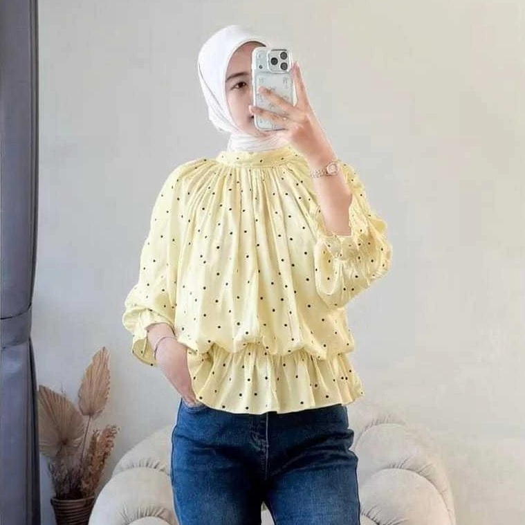 Silmy-Blouse Sabira Polka เสื้อผู้หญิงลําลองอินเทรนด์ Top