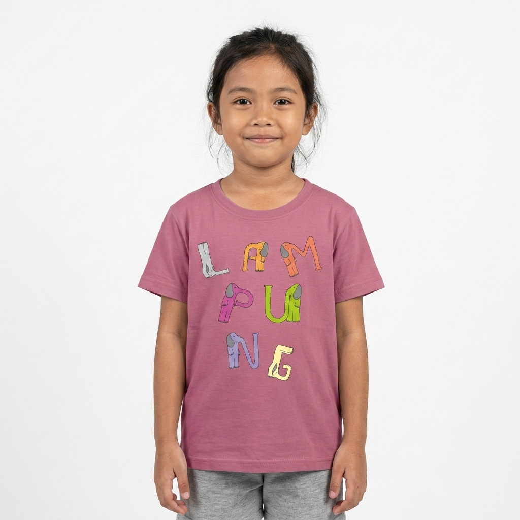 KATUN Waleu Elephant Alphabet Mineral Red Premium Short Sleeve T-Shirt for Girls, 30s Combed Cotton