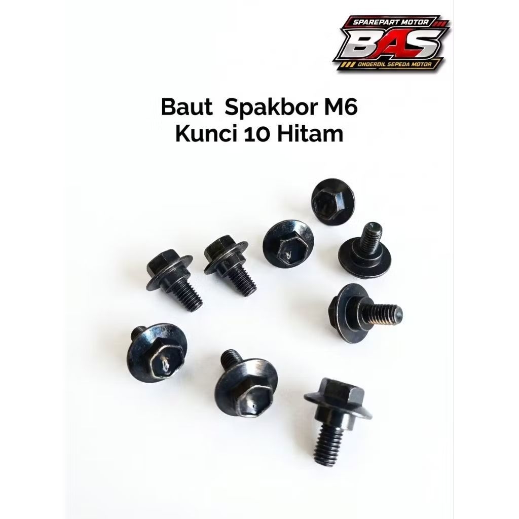 M6 Mudguard Bolts 10 คีย์สีดําราคาต่อชิ้น-รถจักรยานยนต์ Body Bolts Dex Universal คุณภาพสูงอัตโนมัติเ