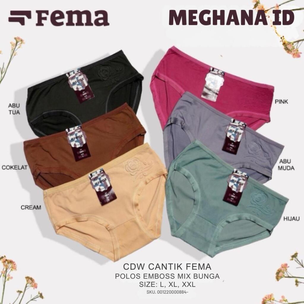 12 ชิ้น CD Fema 884 888 กางเกงชั้นในสตรี Fema ธรรมดานูนนุ่มสบาย