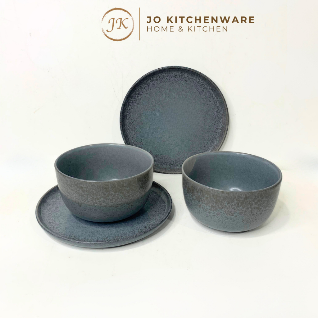 JK Premium Ceramic Grey Marble Bowl Plate / Horizon Plate / Hotelware Flat Plate JJ777 JJ778-1/2