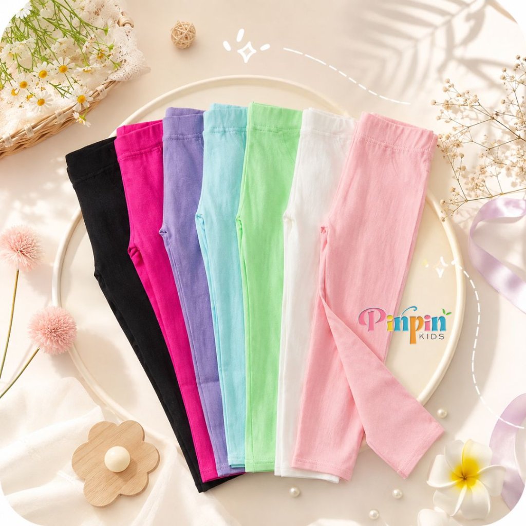KATUN Pinpin Kids - เลกกิ้งผ้าฝ้ายยืดยาวสําหรับเด็กผู้หญิง 3-9 ปี