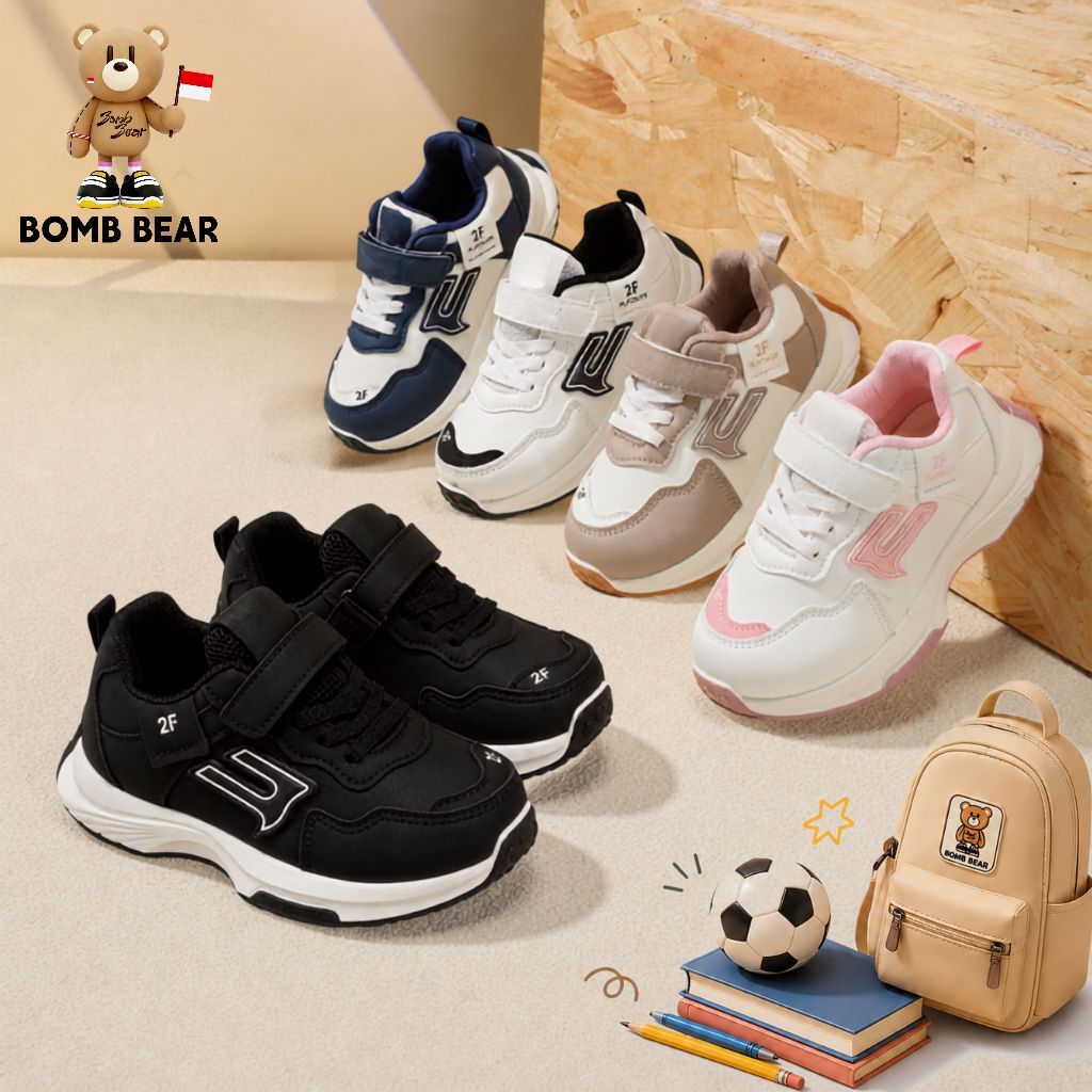 9.9 Bomb Bear Black Sporty Elementary School Boys School รองเท้าผ้าใบ 3-12 ปี YNSS2219
