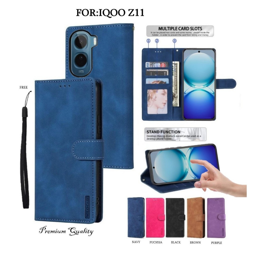 Leather Flip Cover iQOO Z11 - Leather Wallet Case - Wallet Case Wallet Leather Flip Case