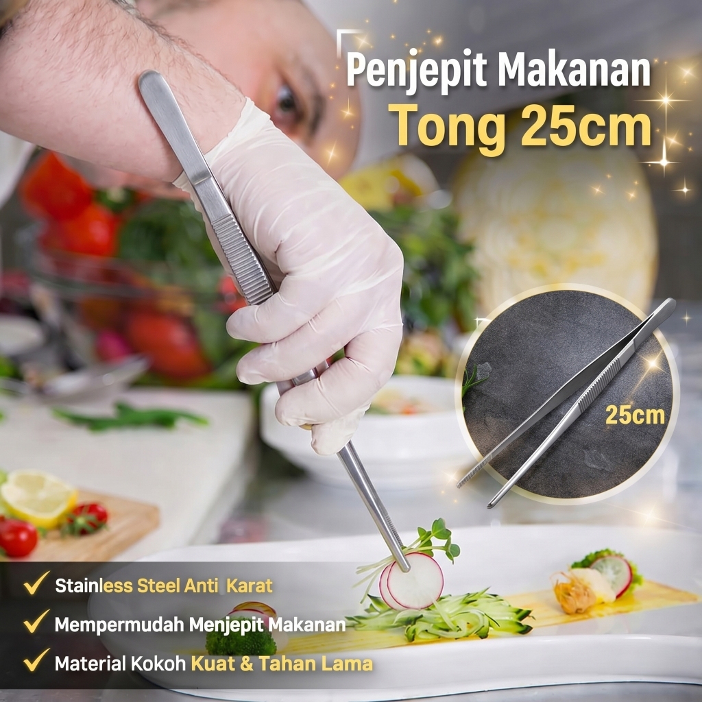 แหนบอาหารตรง Chef Tweezer แหนบ Garnish Tong 25 ซม.