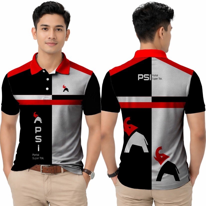 เสื้อยืด PSI ล่าสุด 2025 Super Party Polo Tbk โลโก้ใหม่ - เสื้อยืดคอปกโปโล PSI