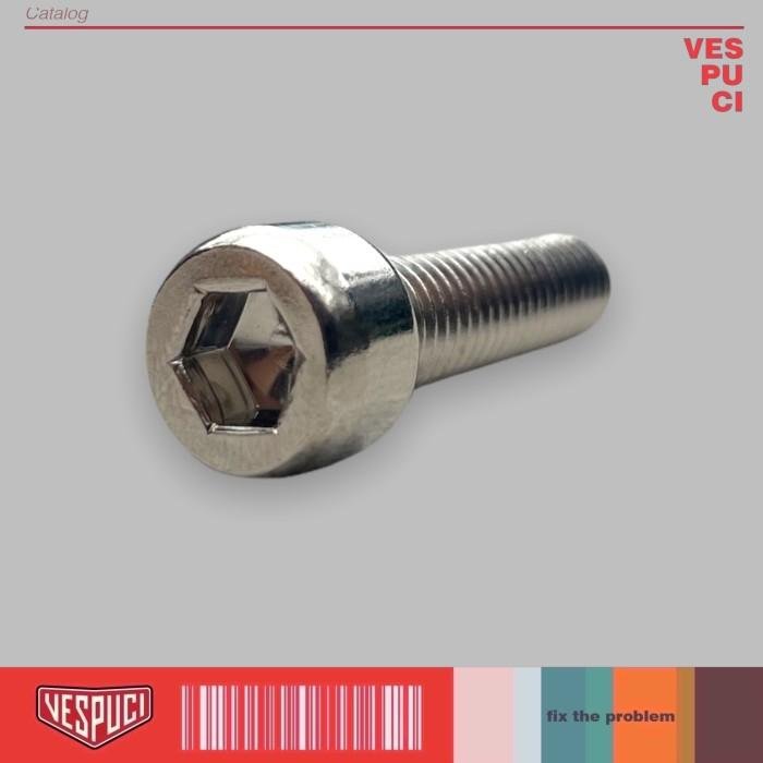 สกรูกระจกมองหลังขวาเกลียว L 6x3 ซม. สแตนเลส Vespa LX S GTS I-GET