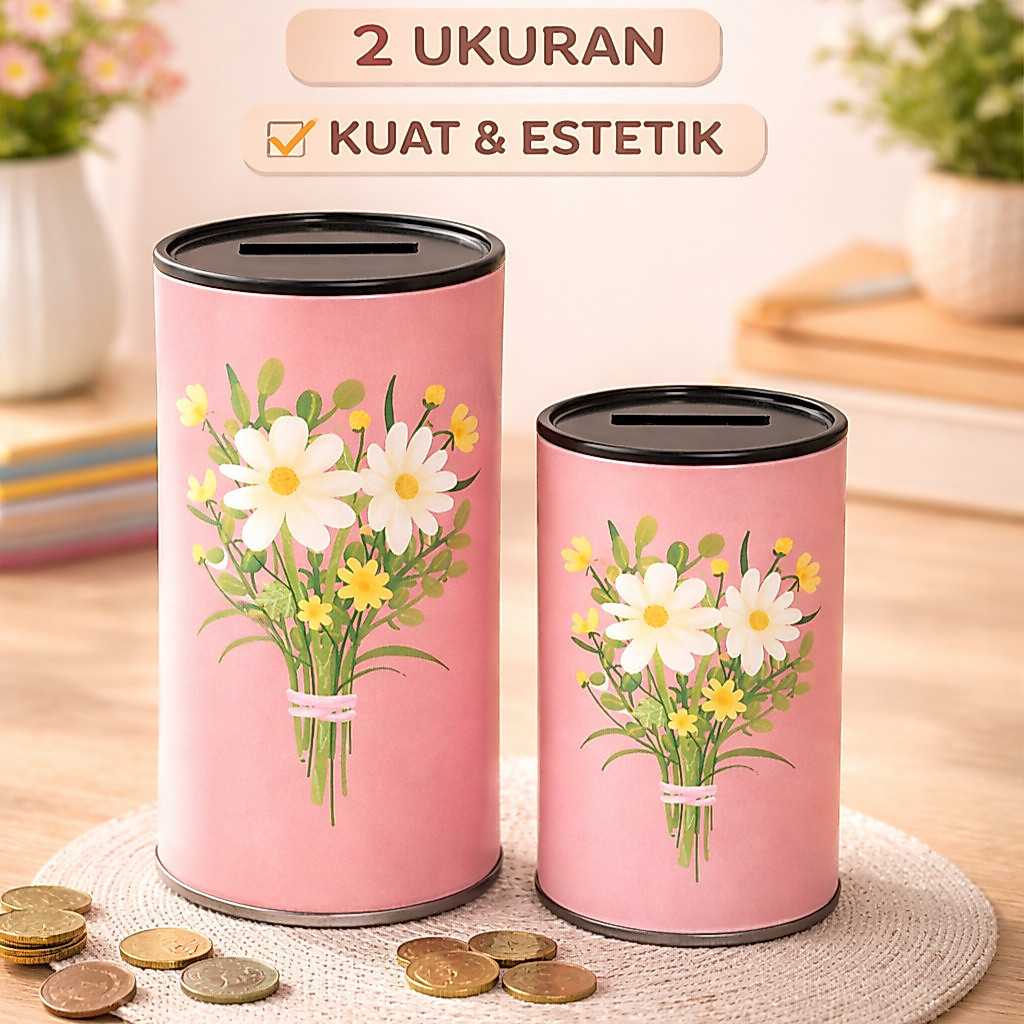 น่ารัก Minimalist Aesthetic Pink Daisy Flower Motif Piggy Bank Unique Beautiful Money Saving Place 2