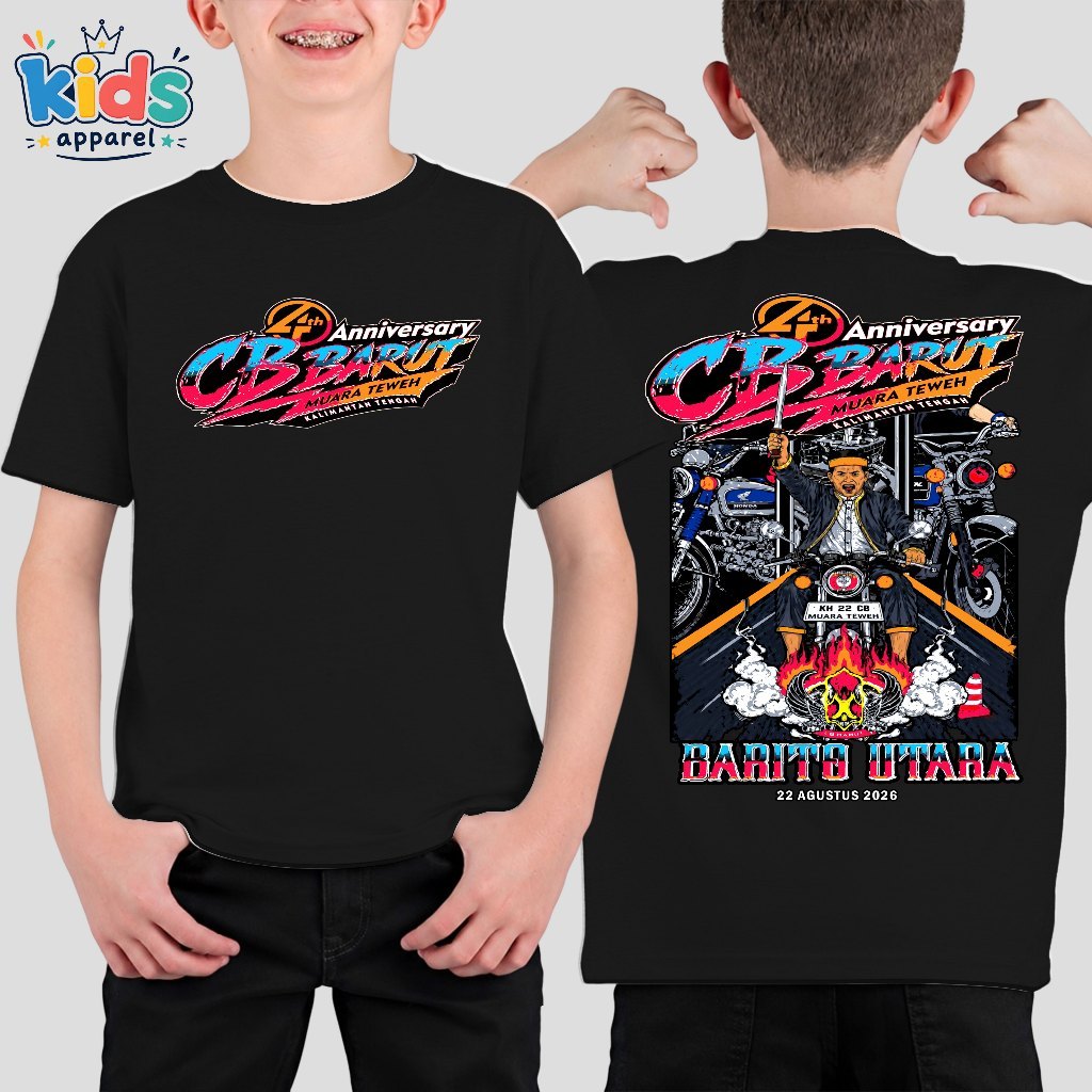 ใหม่ CB CHILDRENS เสื้อยืด BARITO NORTH MUARA TEWEH KALIMANTAN CENTRAL 4TH ANNIVERSARY 22 AUGUST 202