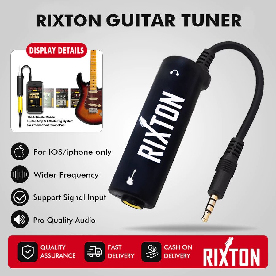 Rixton อะแดปเตอร์อินเทอร์เฟซเสียงกีตาร์ 3.5 มม. ถึง 6.35 มม. สําหรับกีตาร์เบส iPhone iPad จูนเนอร์กา