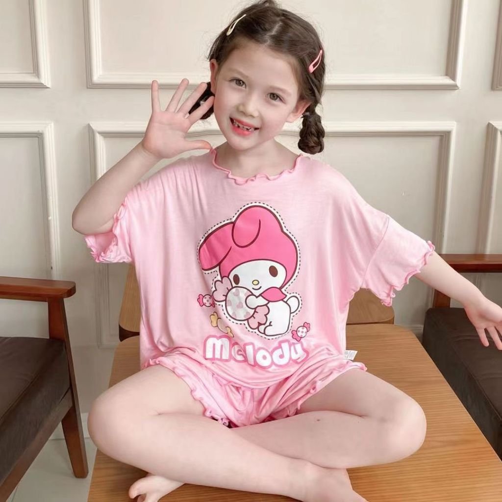 Pinpin Kids - Summer Homewear Girls Pyjamas / Sleeve Top & Shorts Set