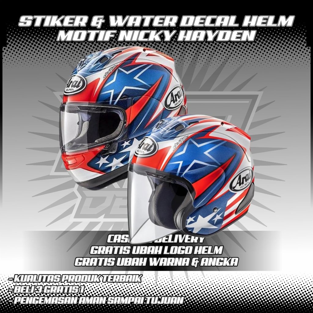 NICKY HAYDEN MOTIF สติ๊กเกอร์ติดหมวกกันน็อคและน้ํา