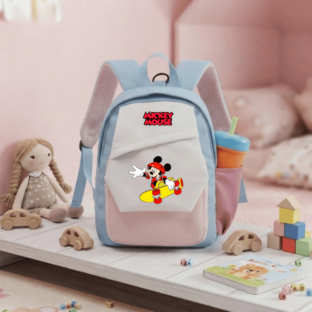 Raindoz - CUT 029 P1169 น่ารัก Mickey Mouse Skate Motif กระเป๋าเป้สะพายหลังอนุบาลสําหรับก่อนวัยเรียน