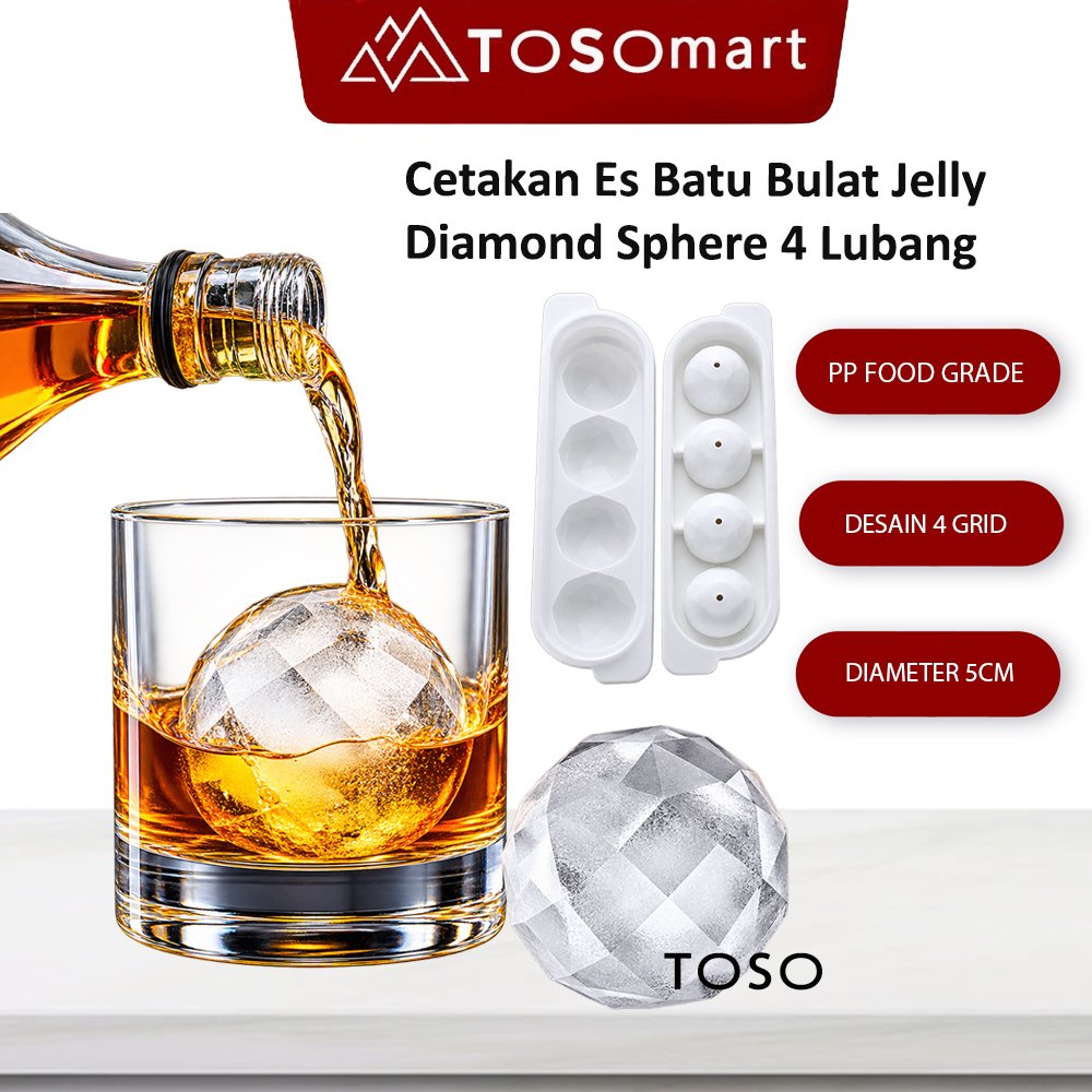Jelly Diamond Sphere Round Ice Cube Mold 4 Holes Chocolate Pudding Ice Cube Mold Ice Ball Whisky Coc