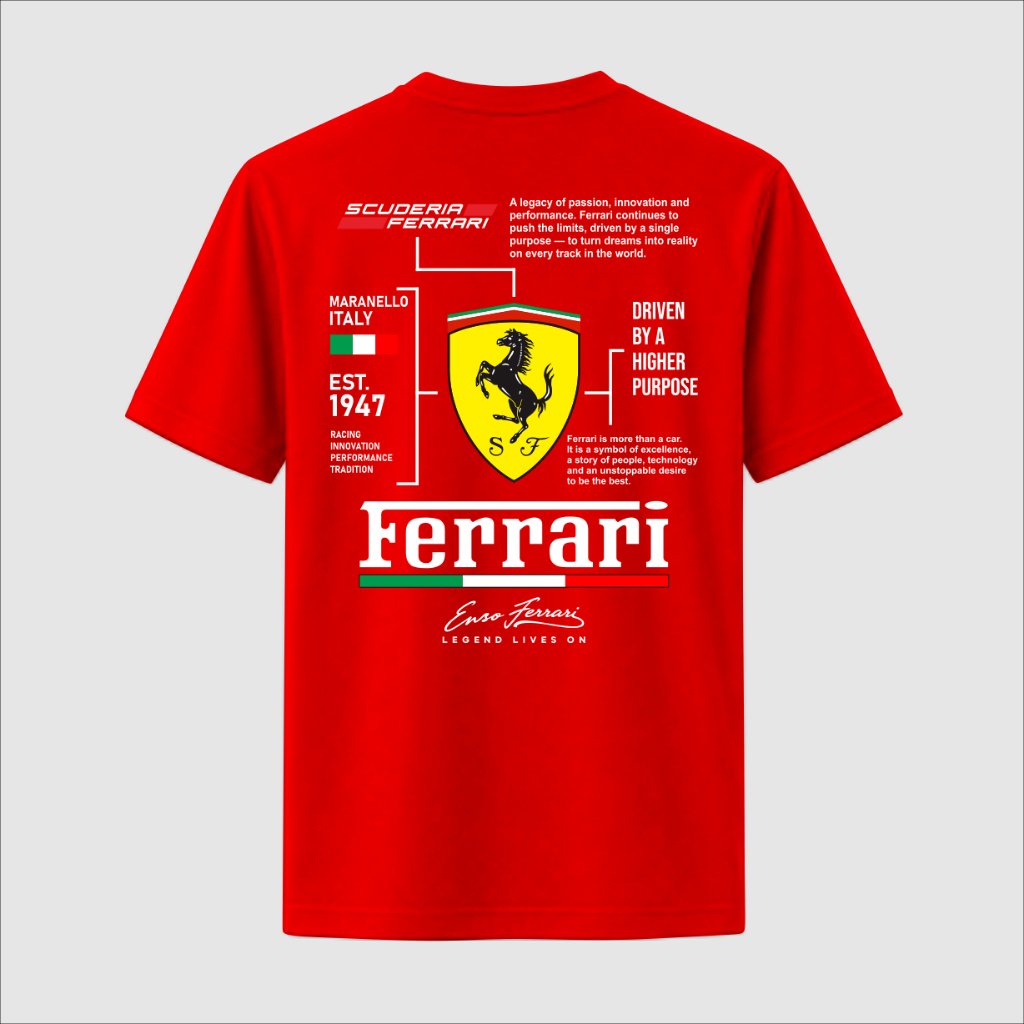 เสื้อยืด Unisex Ferrari Story Motosport Enzo Ferrari Cotton