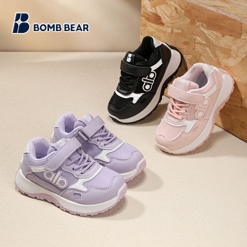 9.9 Bomb Bear Black Premium Sporty Elementary School Boys School รองเท้าผ้าใบ 3-12 ปี 2511